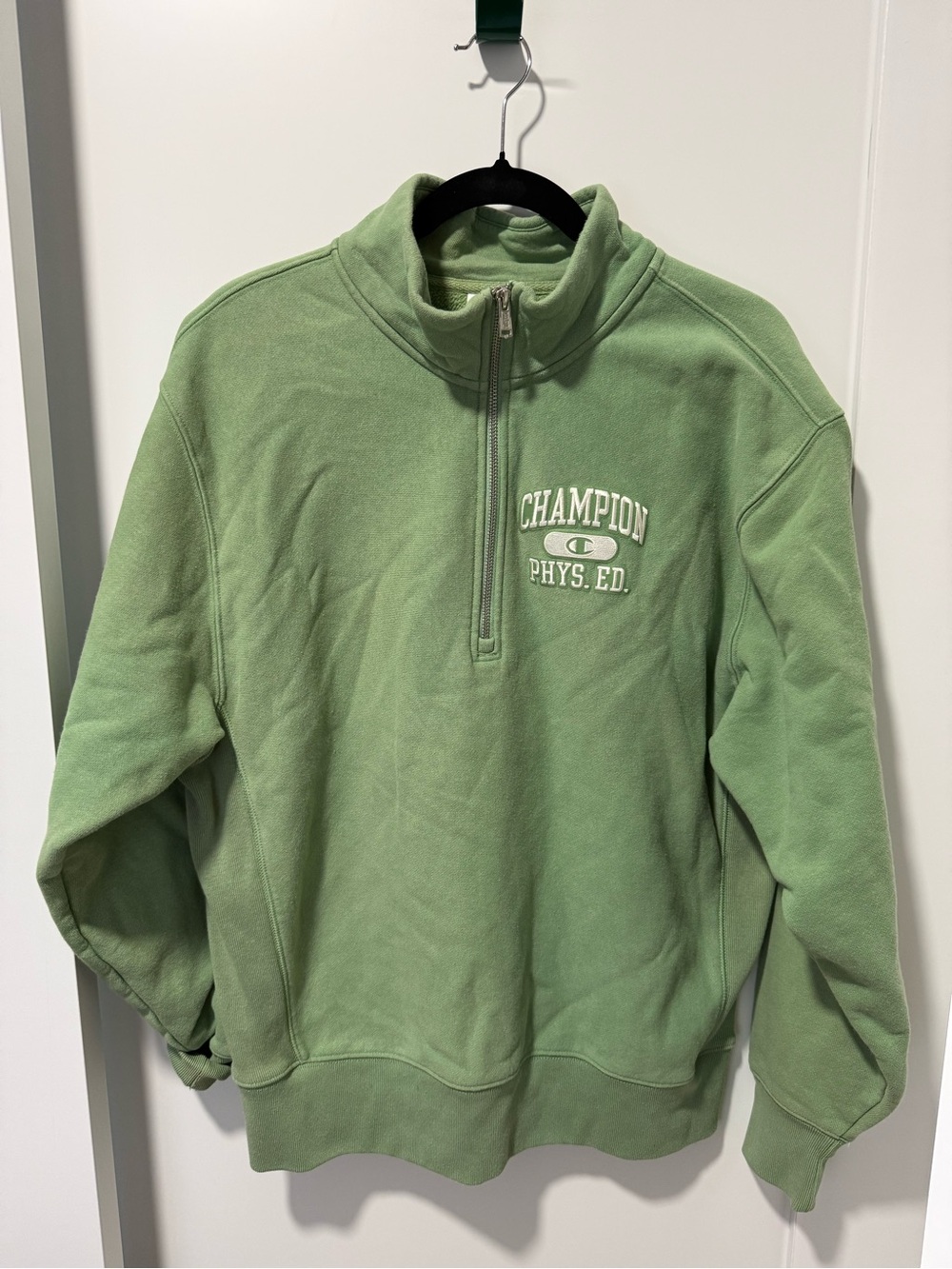 Champion Light Green Reverse Weave Quarter-Zip Hoodie
